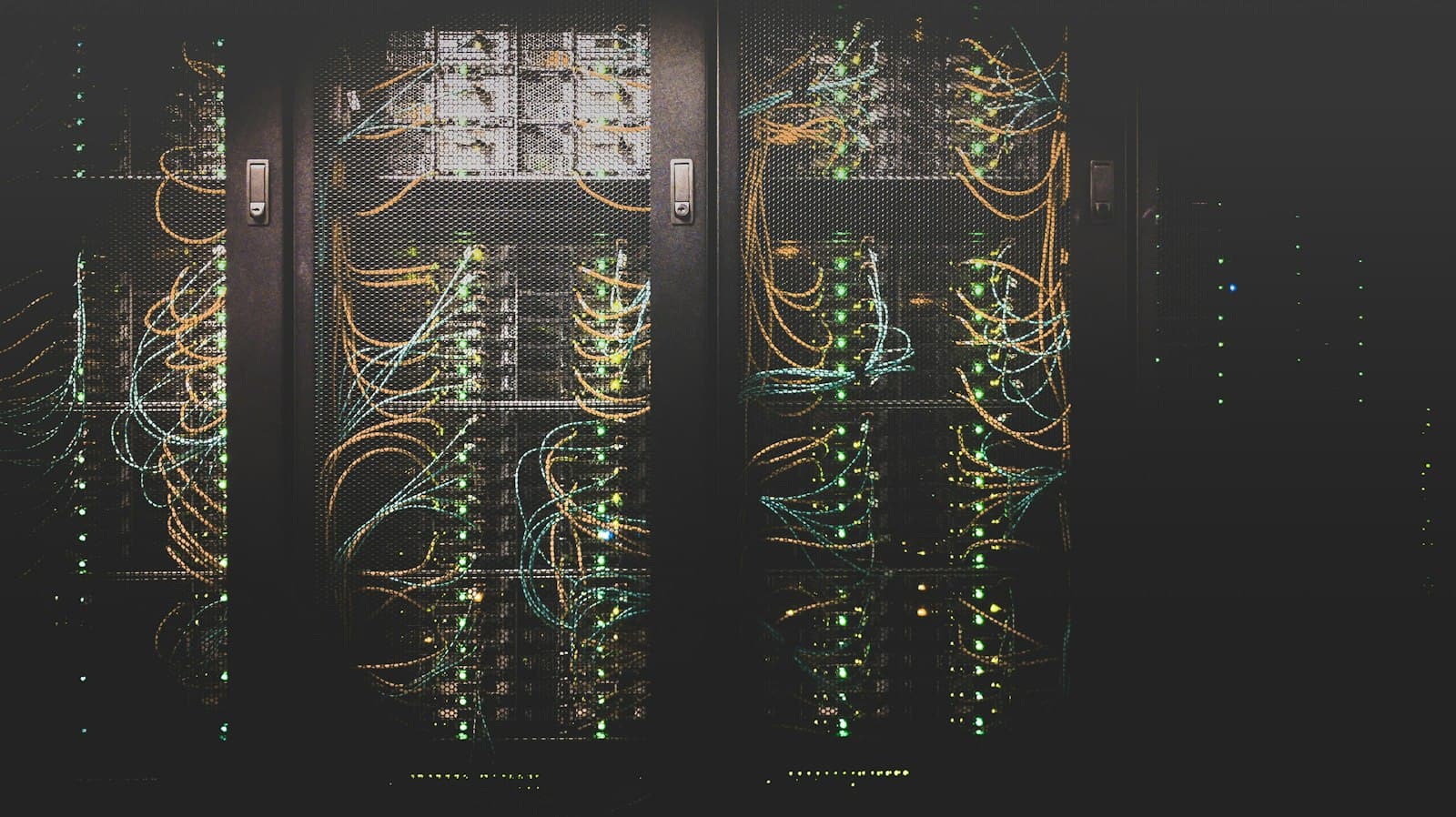Server racks with loops of network cable